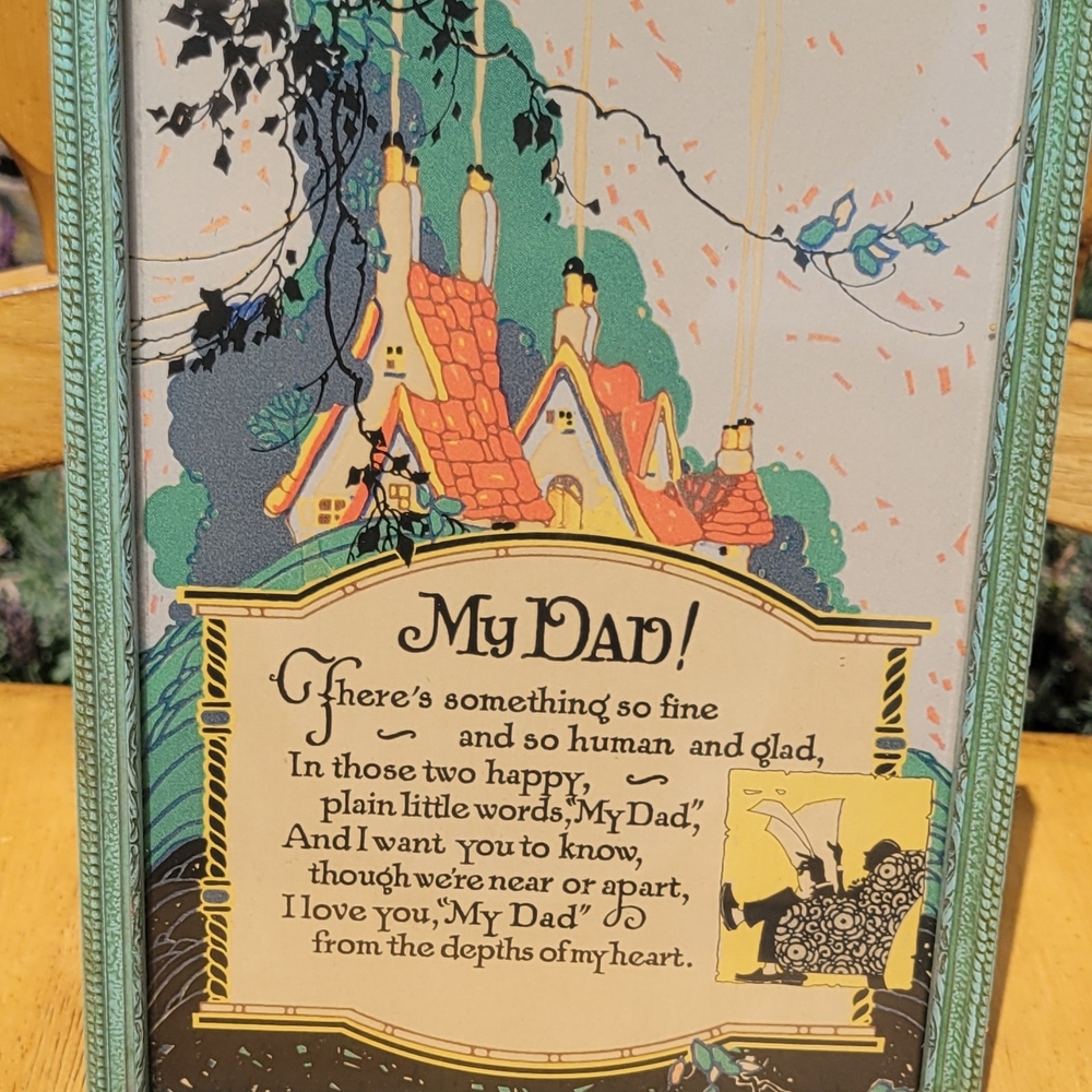 (Fathers Day) Vintage 20's Framed "My Dad" Poem Print The Cin Art Publishing Co.